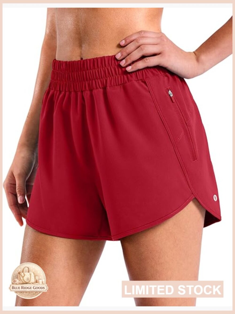 Athletic Running Shorts High Waisted Quick Dry Workout Gym Shorts with Zipper - Picture 1 of 7